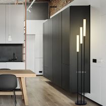 Eryn Schwarze Stehlampe, Metall & Arcyl, 3-flammig, 150CM Lang - Lumpaz