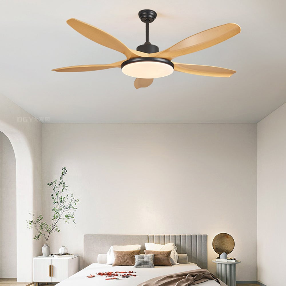 Ozawa 5 Blätter Holz Deckenventilator mit Beleuchtung, 4 Farben, ∅120/130/150CM - Lumpaz