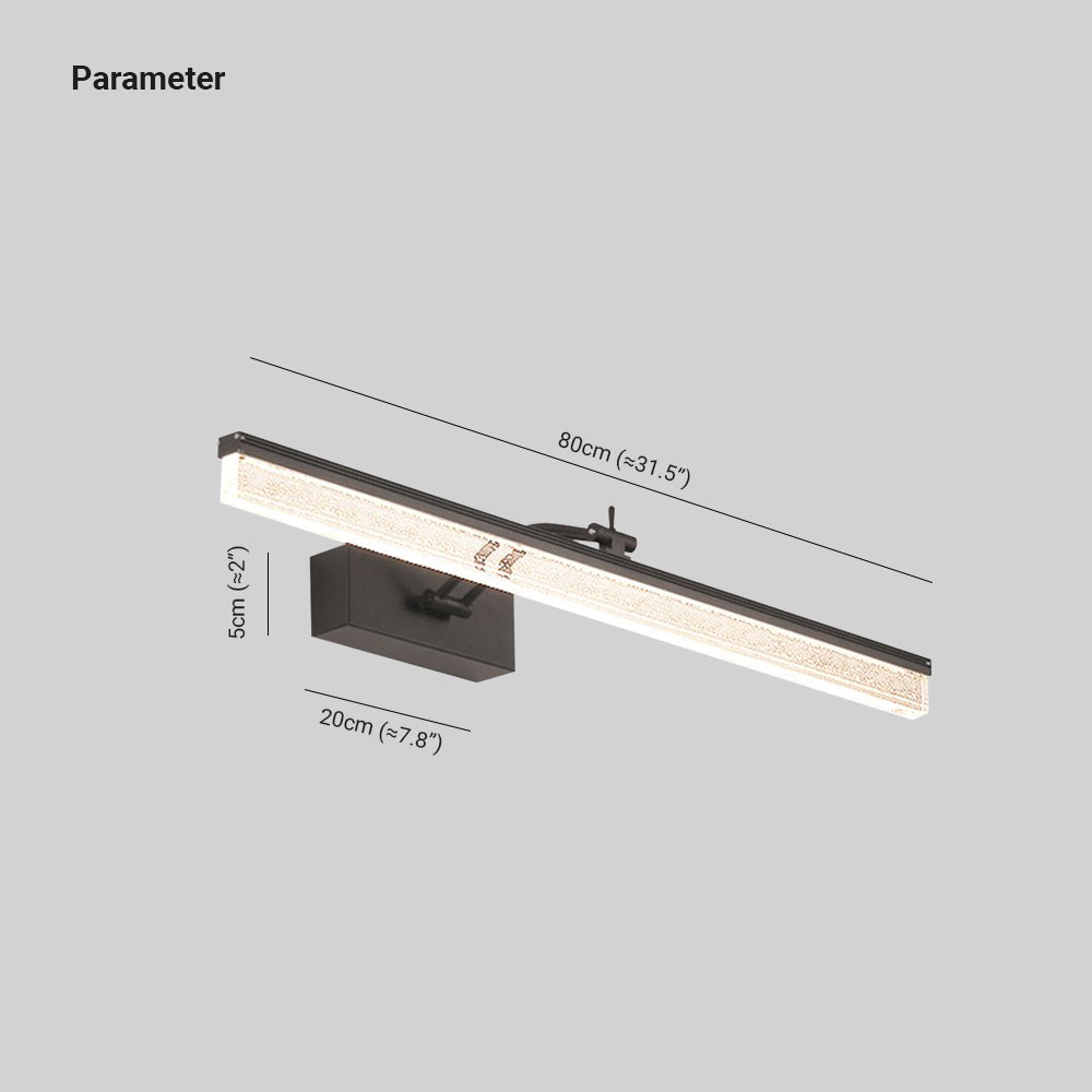 Edge Transparente Lineare Spiegelfront Waschtisch-Wandleuchte, Metall & Acryl, L40/60/80CM - Lumpaz