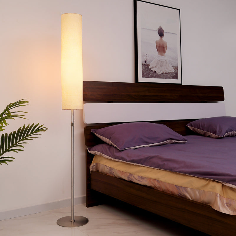 Eryn Zylinderförmige Stehlampe, Metall & Stoff, 180CM Lang - Lumpaz