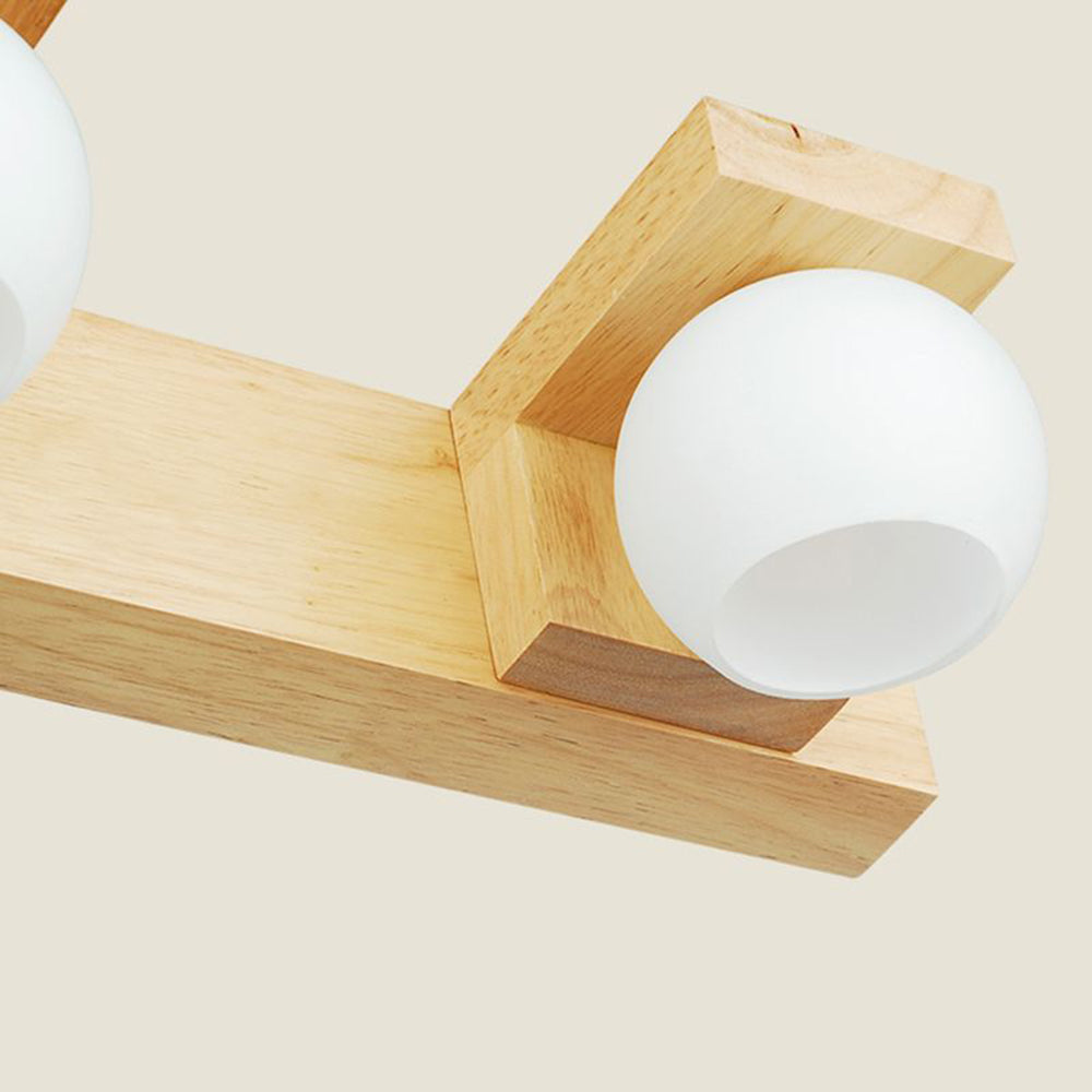 Ozawa Holz Rund Spiegelfront Waschtisch-Wandleuchte, 2/3-flammig - Lumpaz
