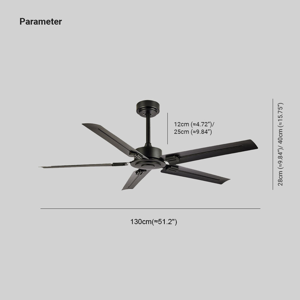 Alessio 5 Blätter Schwarz Deckenventilator, ∅130CM - Lumpaz