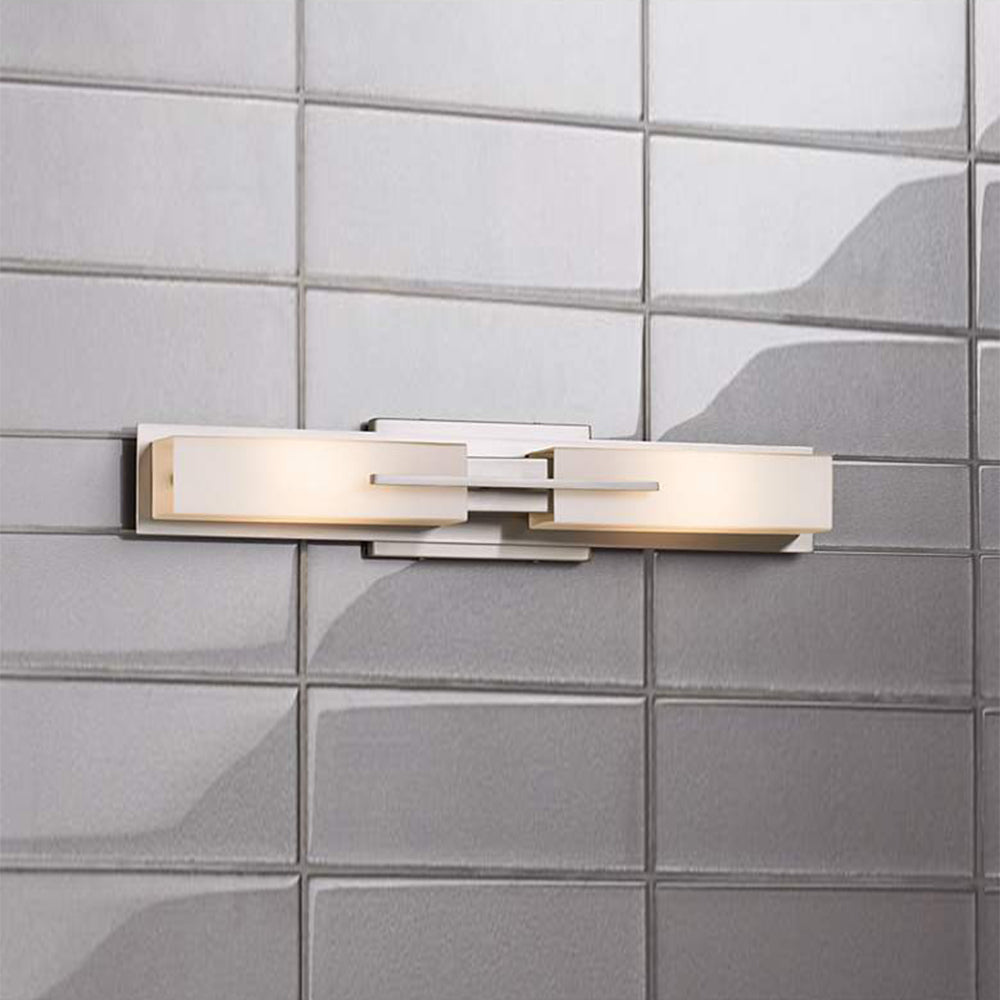 Leigh Spiegelfront Waschtisch-Wandleuchte, Nickel/Messing, 60CM Lang - Lumpaz