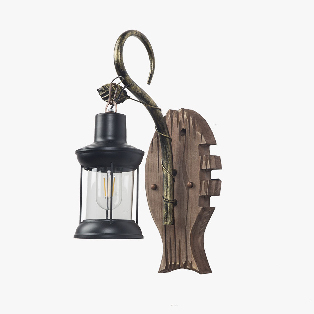Austin Fish Laterne Wandleuchte, Holz & Metall - Lumpaz