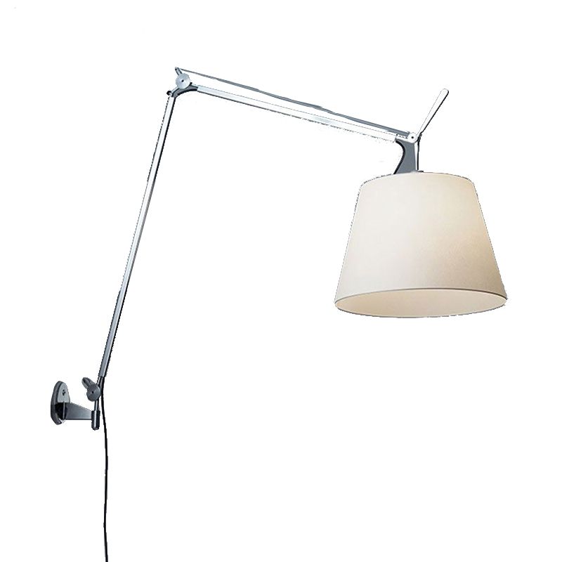 Brady Silberne Verstellbare Wandleuchte, Metall & Textil - Lumpaz