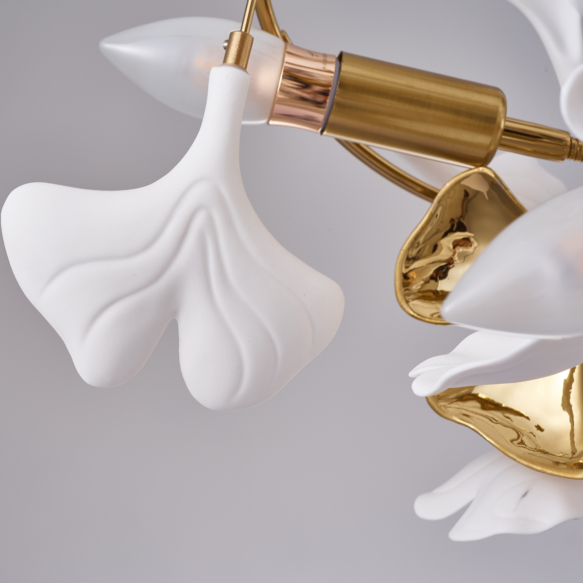 Olivia chandelier Art Déco designs for foyer, ginko leaf