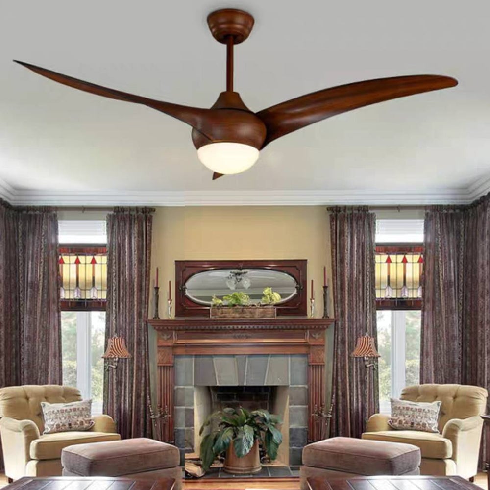 Garner 3-Blatt Deckenventilator mit Beleuchtung, Schwarz & Braun, ∅132CM - Lumpaz