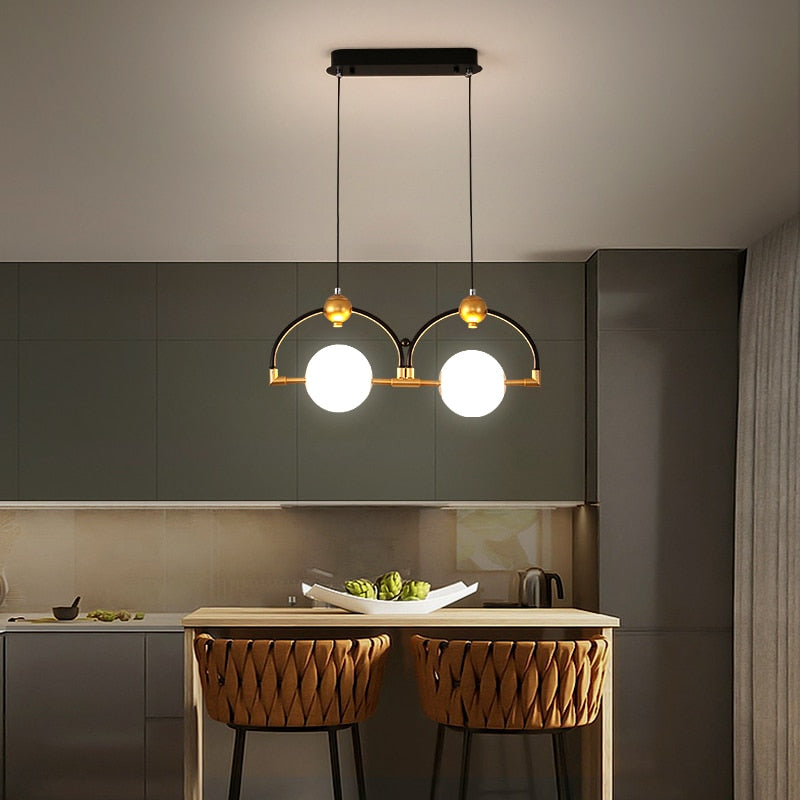 LED Pendelleuchte Schwarz Hinzufügen Gold Lange - Lumpaz