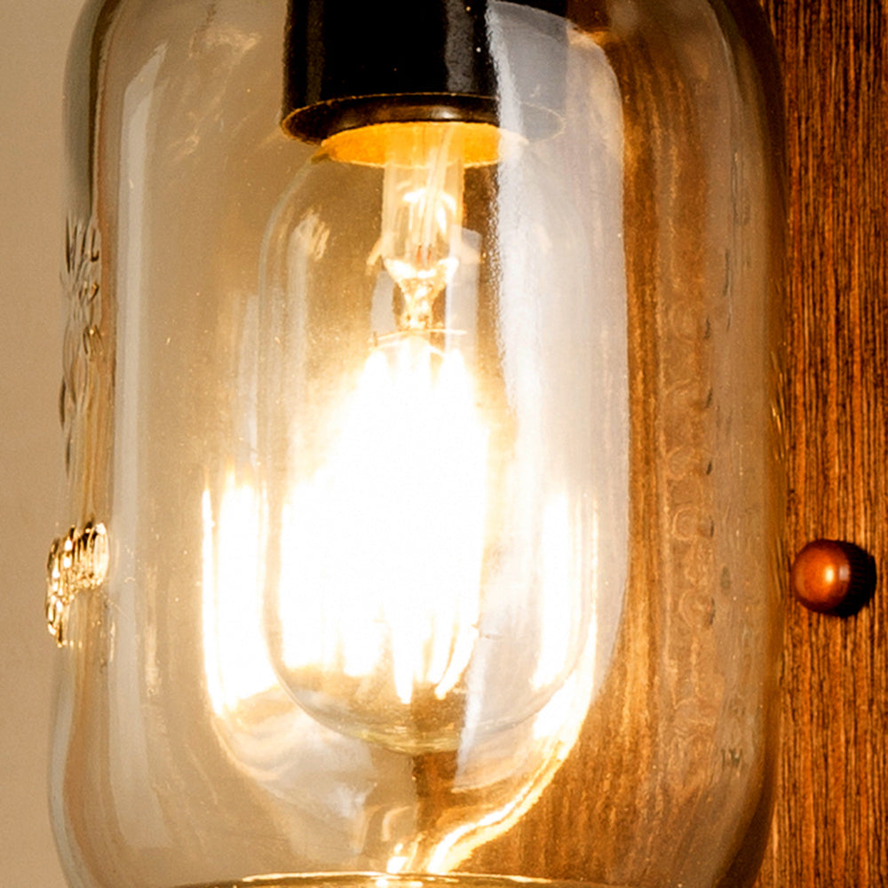 Austin Glas Wandleuchte, Metall & Holz - Lumpaz
