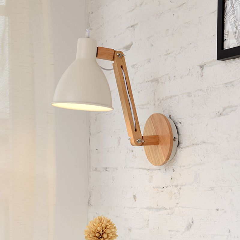 Brady Schwarze Verstellbare Wandleuchte, Metall & Holz, 2 Farben, 38CM Lang - Lumpaz