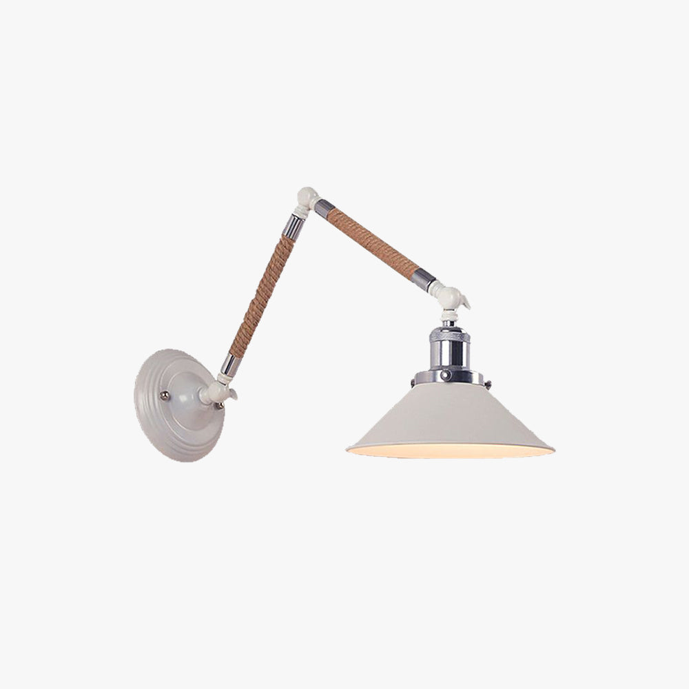 Carins Weiße verstellbare Wandleuchte, Hanfseil & Metall, 18/20/22CM Lang - Lumpaz
