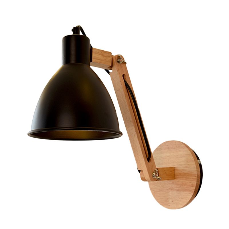 Brady Schwarze Verstellbare Wandleuchte, Metall & Holz, 2 Farben, 38CM Lang - Lumpaz