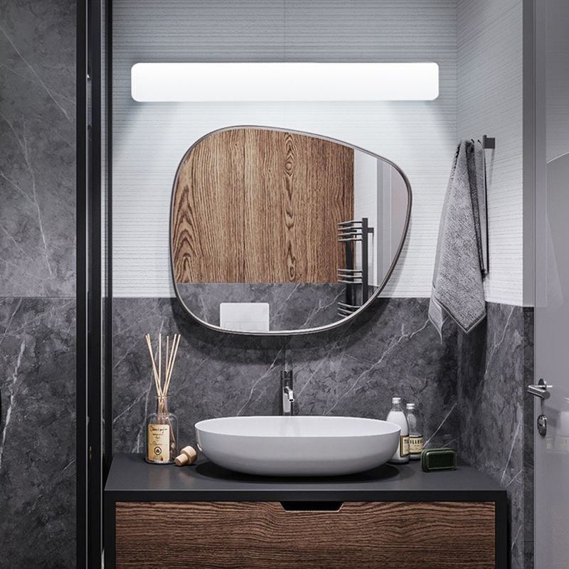 Edge Rechteckige Weiße Spiegelfront Eitelkeit Wandleuchte, 20/40/60CM Lang - Lumpaz