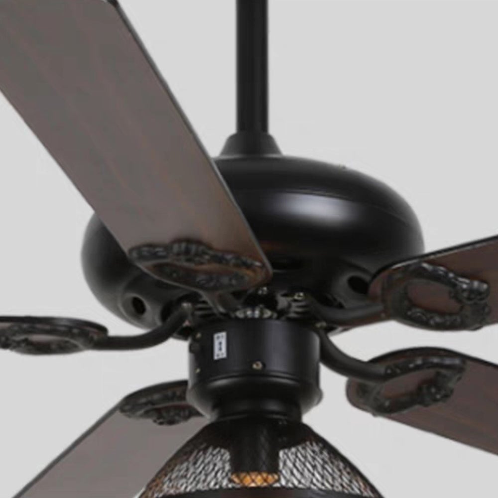 Alessio Industrial 5-Blatt Deckenventilator mit Beleuchtung, Schwarz, 4 Stil, ∅107CM - Lumpaz
