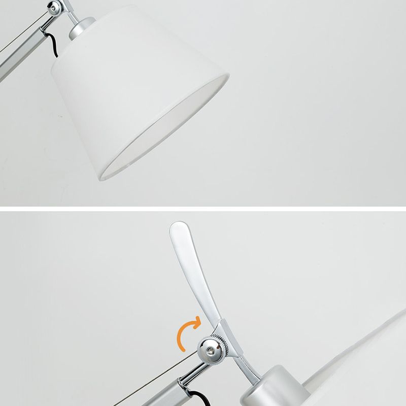 Brady Silberne Verstellbare Wandleuchte, Metall & Textil - Lumpaz