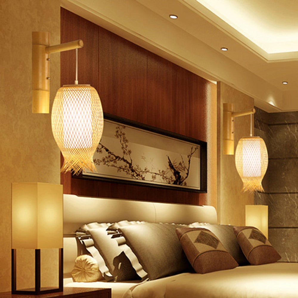 Muto Bamboo Weben Wandleuchte, 4 Stile - Lumpaz