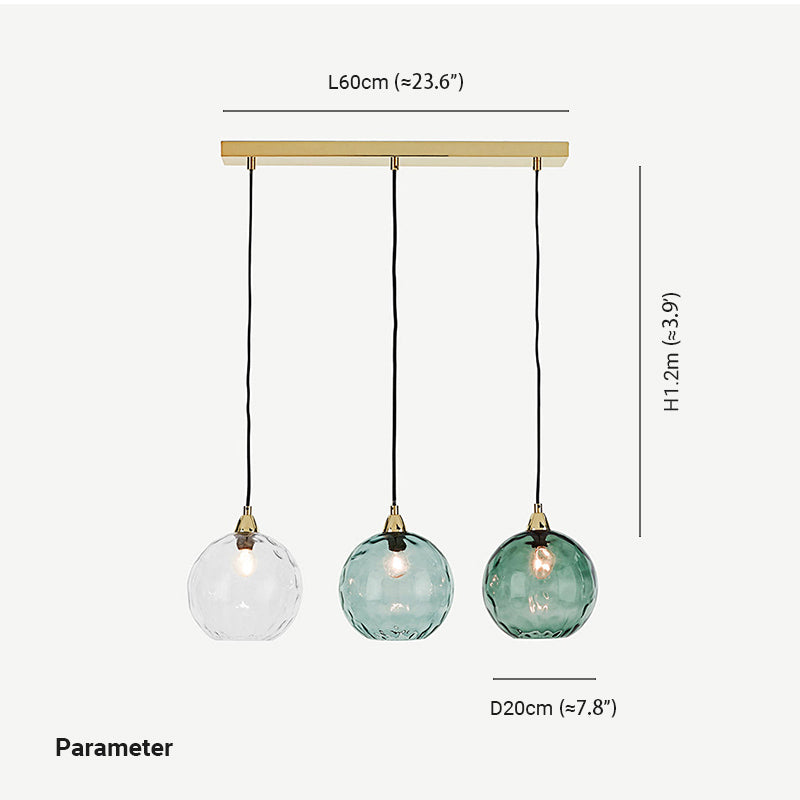 Hailie Pendelleuchte aus buntem Glas, 3 flammig - Lumpaz