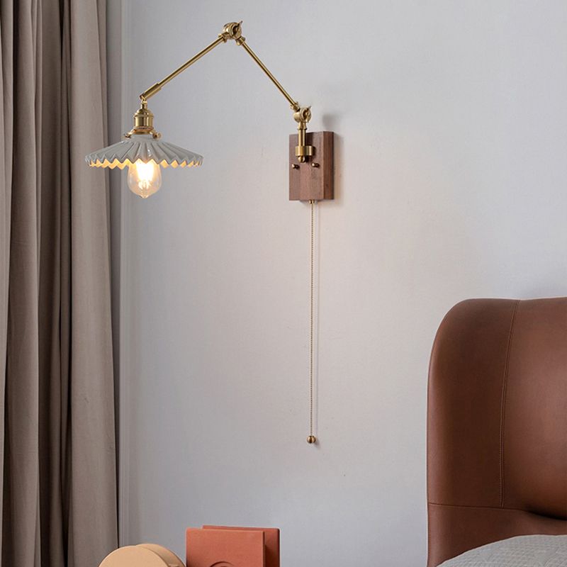 Ozawa Verstellbare Wandleuchte mit Falten, Metall & Holz, 11 Stile - Lumpaz