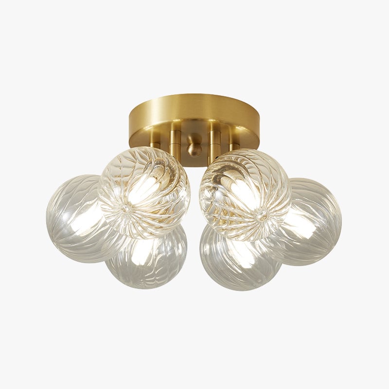 Valentina Deckenleuchte Klare Blasen, Reiner Kupfer & Glas 3/4/5/6 -flammig - Lumpaz