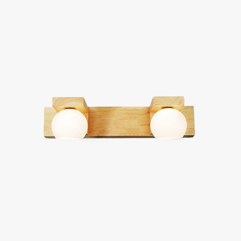 Ozawa Holz Rund Spiegelfront Waschtisch-Wandleuchte, 2/3-flammig - Lumpaz