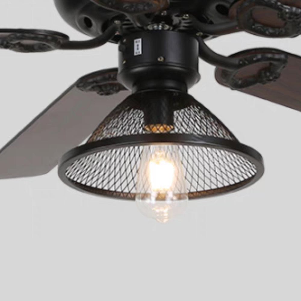 Alessio Industrial 5-Blatt Deckenventilator mit Beleuchtung, Schwarz, 4 Stil, ∅107CM - Lumpaz