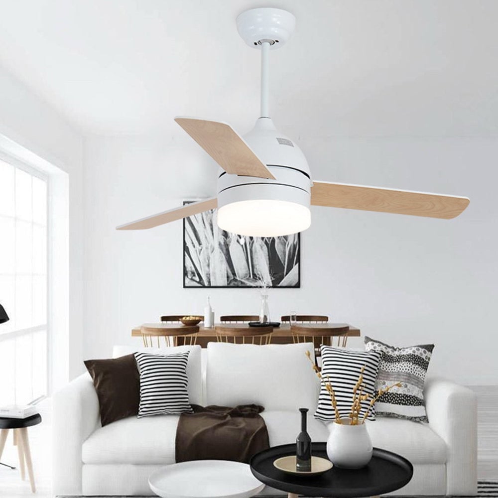 Haydn 3-Blätter Deckenventilator mit Beleuchtung, Schwarz & Weiß, ∅107CM - Lumpaz