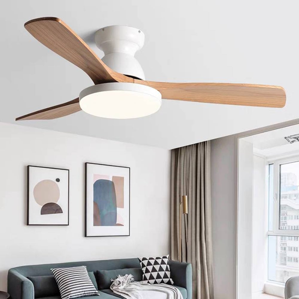 Walters 3-Blatt Deckenventilator mit Beleuchtung, Weiß & Grau, Metall & Holz, ∅132CM - Lumpaz