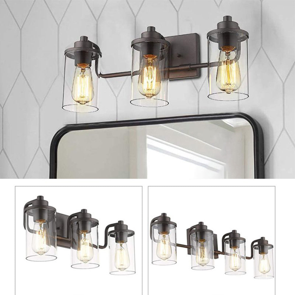 Alessio Industrieller Stil Spiegelfront Waschtisch-Wandleuchte, Metall & Glas, 3/4-flammig - Lumpaz