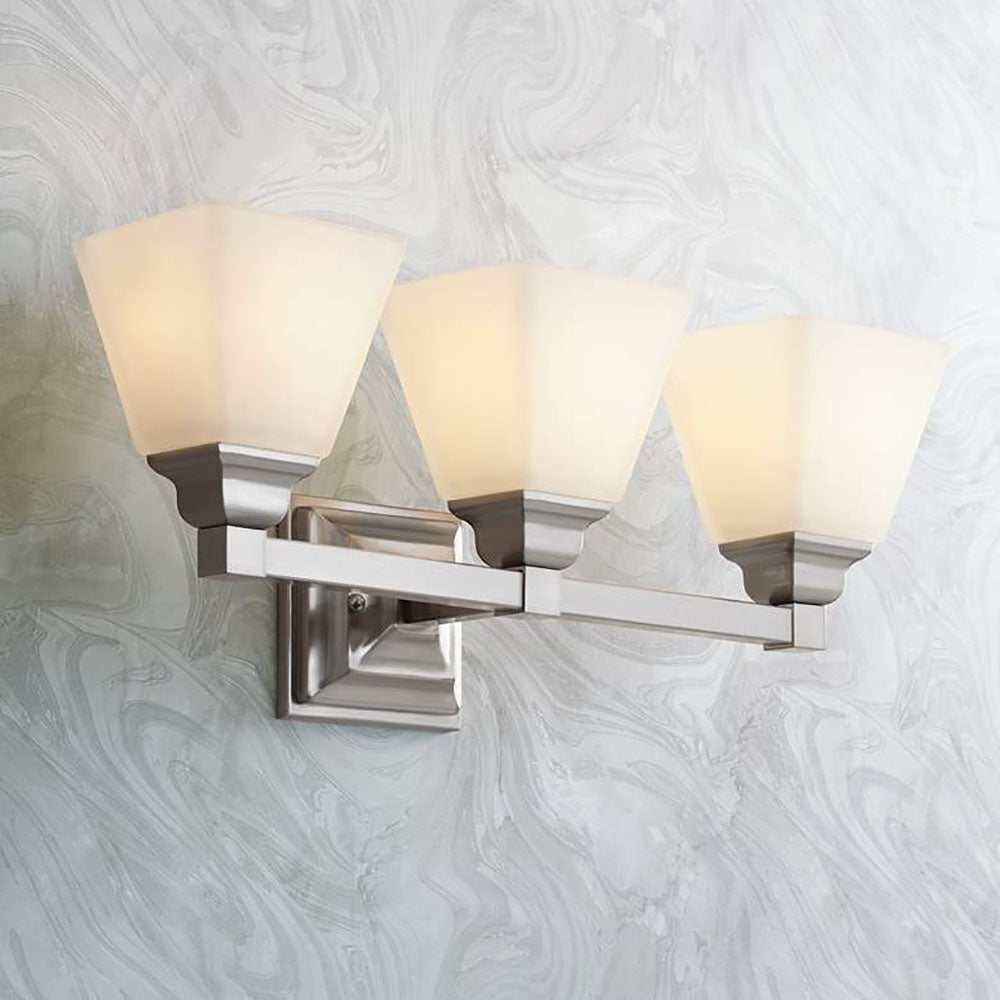 Eyrn Opal Spiegelfront Waschtisch-Wandleuchte, 2/3-flammig, 31/50CM Lang - Lumpaz