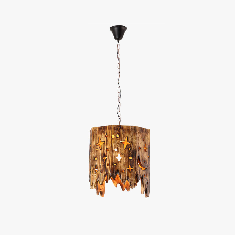 Austin Stern-Pendelleuchte, Metall & Holz - Lumpaz