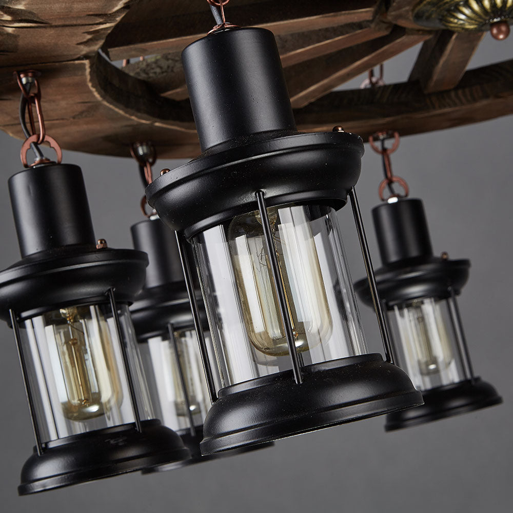 Austin Ruder Pendelleuchte, Metall & Holz, 8-flammig - Lumpaz