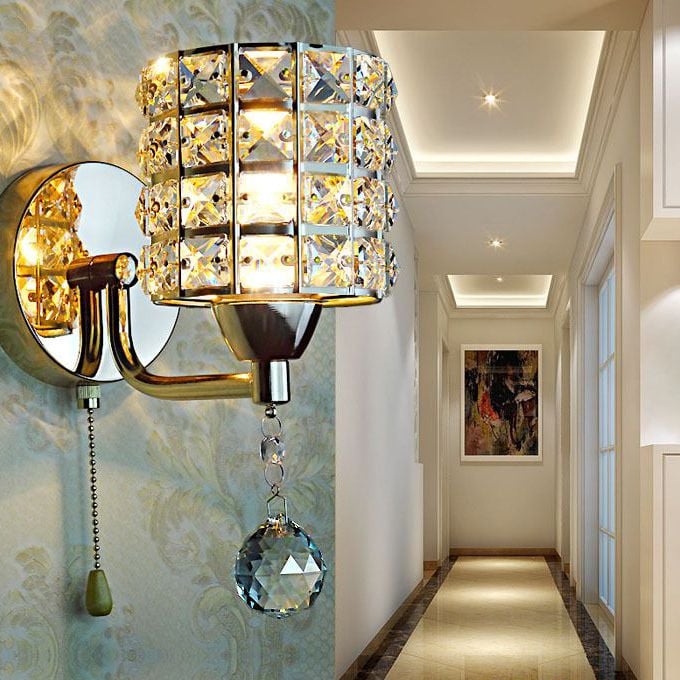 Kristy Zylinder-Wandleuchte, Kristall & Metall, 2 Farben - Lumpaz