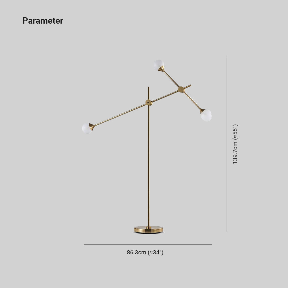 Valentina Kugel Schwenkbare Stehlampe, 3-flammig, 140CM Lang - Lumpaz