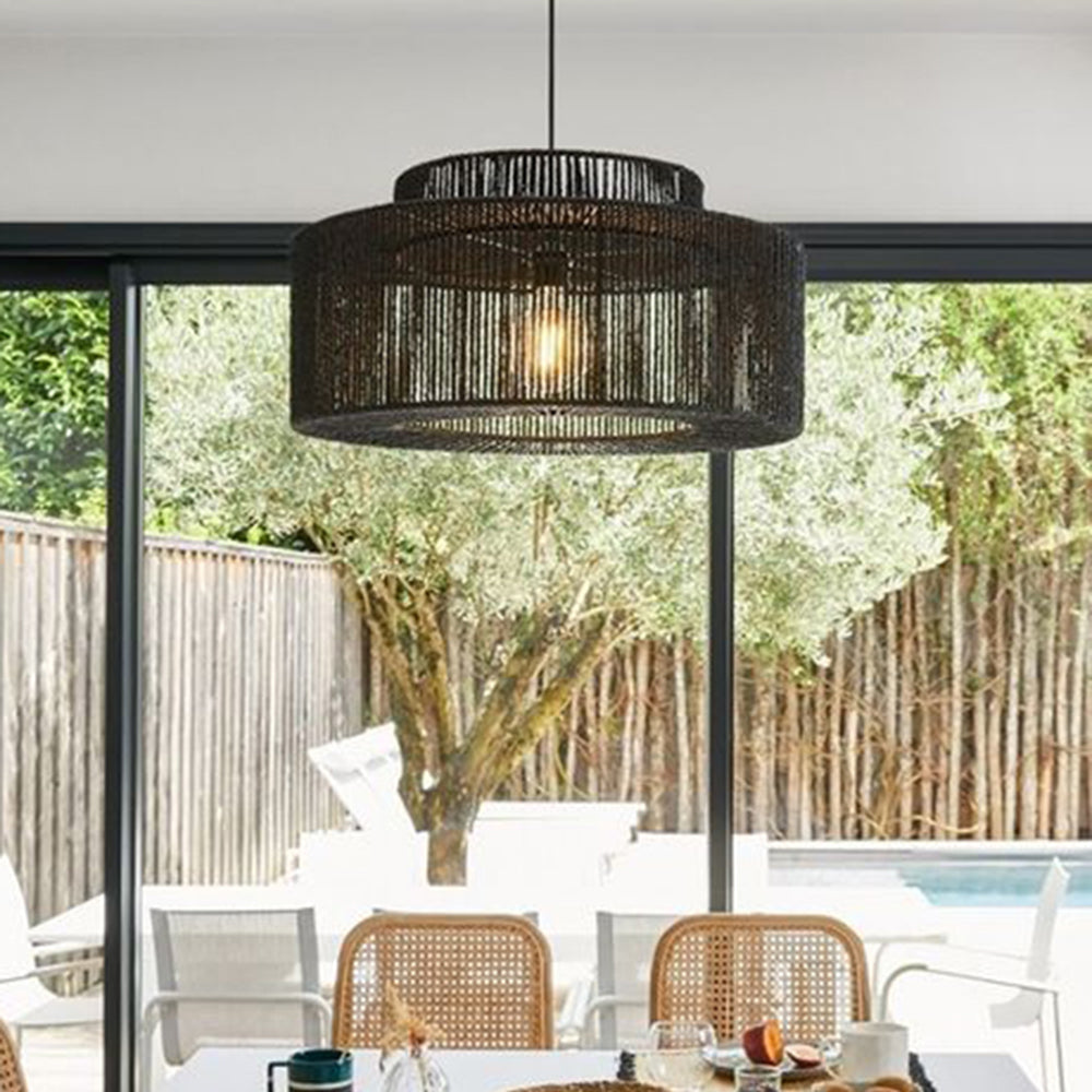 Muto Schwarz Pendelleuchte, Rattan, 2 Stil - Lumpaz