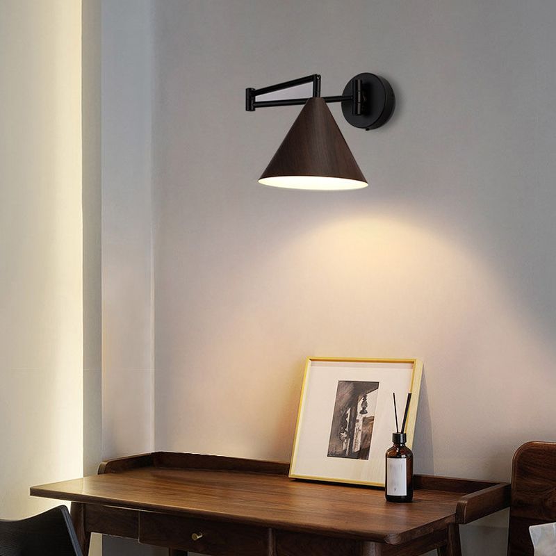 Ozawa Verstellbare Wandleuchte in Kegelform, Metall & Holz - Lumpaz