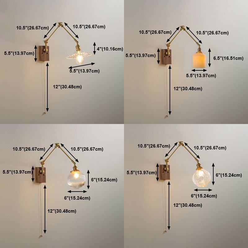 Ozawa Verstellbare Wandleuchte mit Falten, Metall & Holz, 11 Stile - Lumpaz