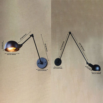 Brady Schwarze verstellbare Wandleuchte, 25/30/36/41/50CM Lang - Lumpaz