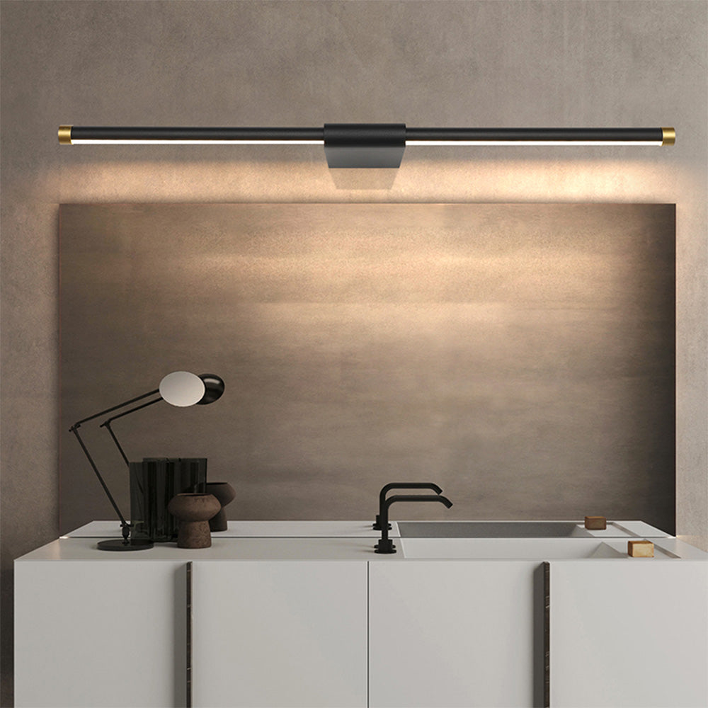 Edge Spiegelfront Waschtisch-Wandleuchte, Schwarz & Gold, L 40/50/60/70CM - Lumpaz