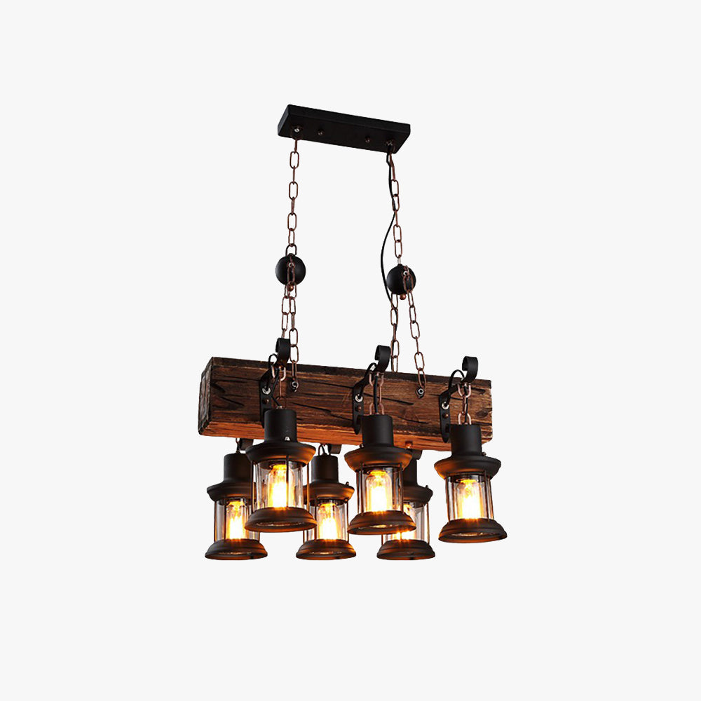 Austin Pendelleuchte, Metall & Holz, 6-flammig - Lumpaz