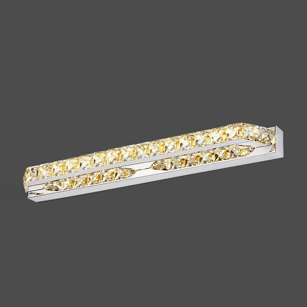 Kristy Rechteckige Spiegelfront Waschtisch-Wandleuchte, Kristall & Metall, 40CM Lang - Lumpaz