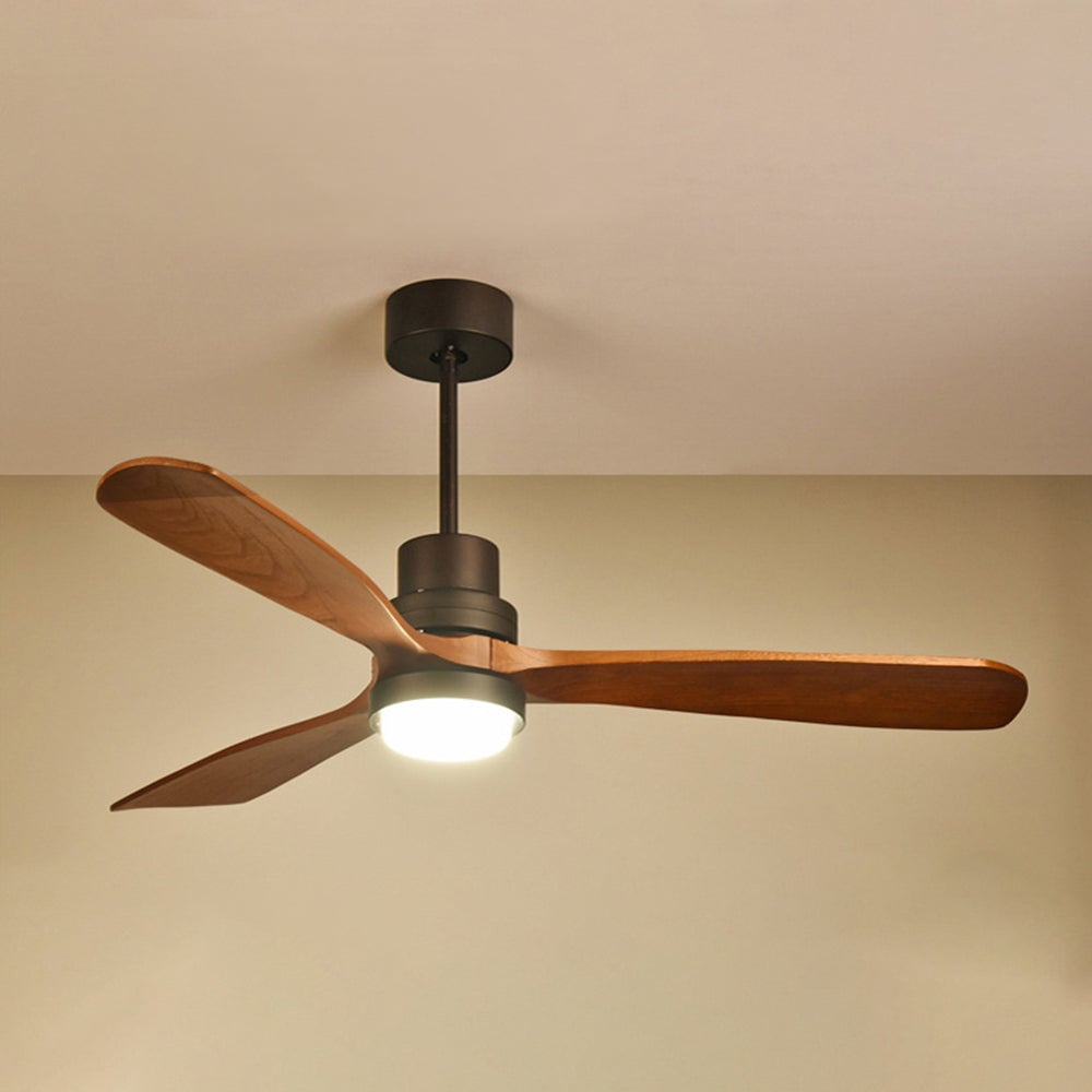 Haydn 3-Blatt-Deckenventilator mit Beleuchtung, Schwarz, Metall & Holz, ∅132CM - Lumpaz