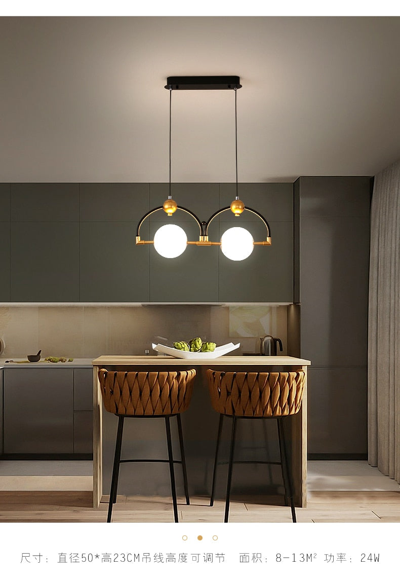 LED Pendelleuchte Schwarz Hinzufügen Gold Lange - Lumpaz