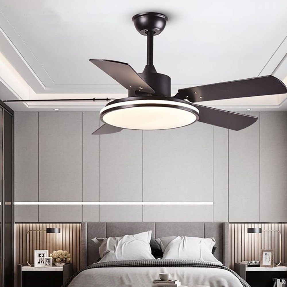 Haydn 5-Blätter Grundlegender Schwarzer Dicker Deckenventilator, Metall & ABS, ∅132CM - Lumpaz