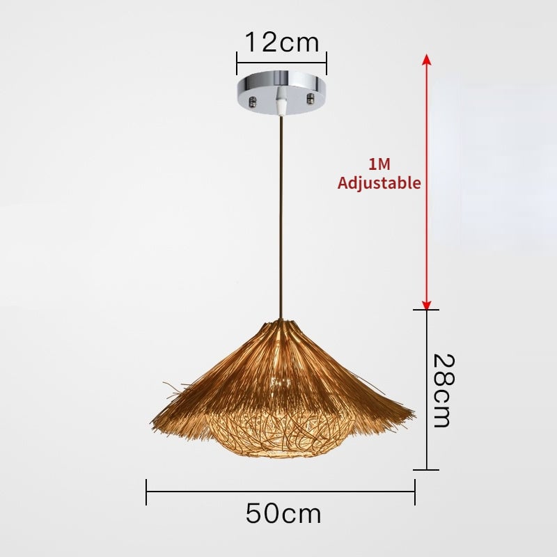 Muto Boho Handgeflochtene Pendelleuchte aus Rattan für Esszimmer - Lumpaz