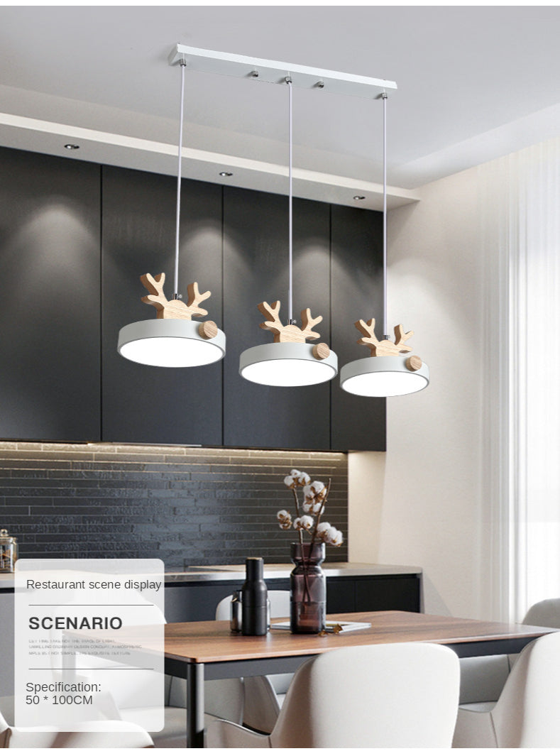 Morandi Holz LED Kronleuchter Hirschgeweih Pendelleuchte - Lumpaz