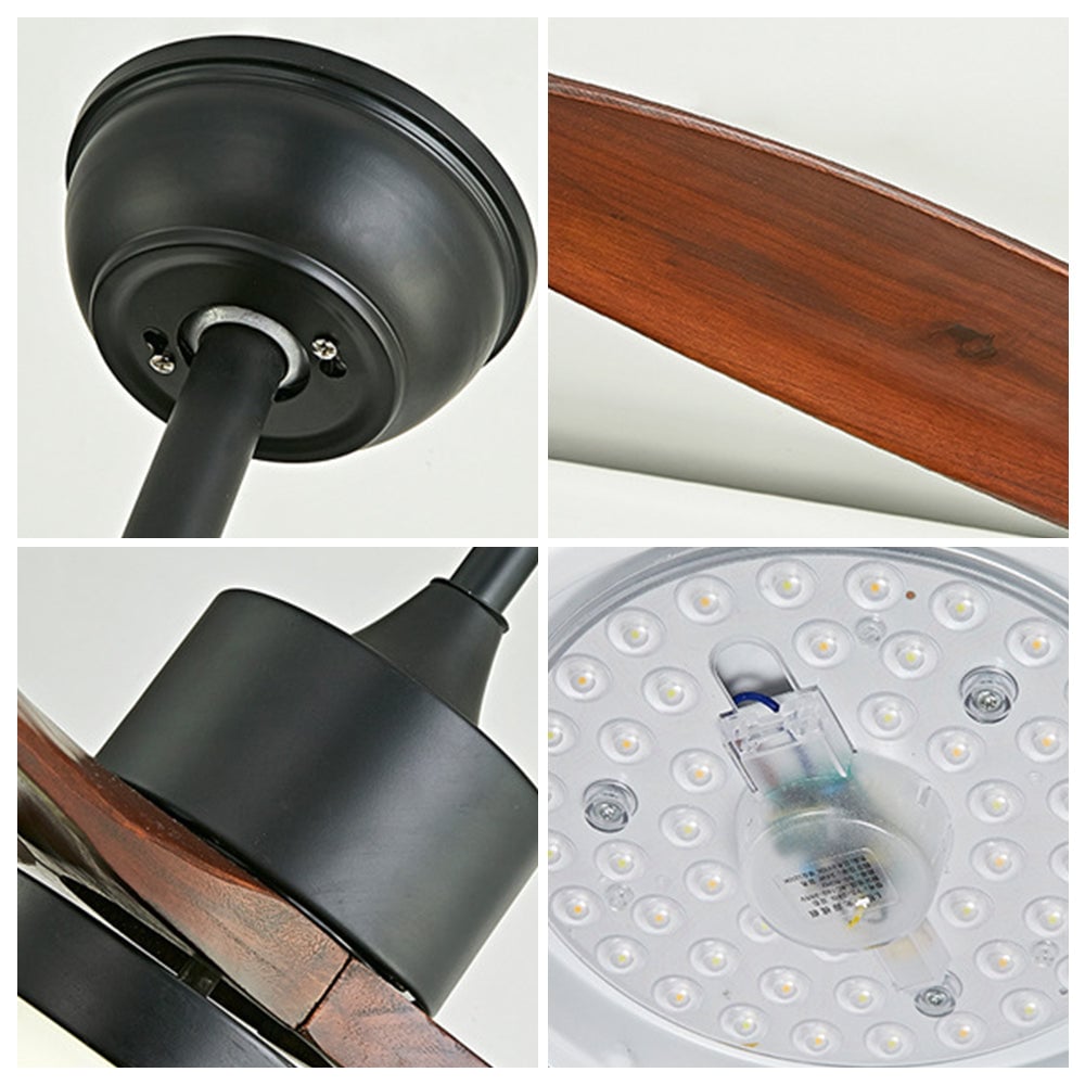 Haydn 3-Blatt Schwarzer Deckenventilator mit Beleuchtung, Metall & ABS, ∅132CM - Lumpaz