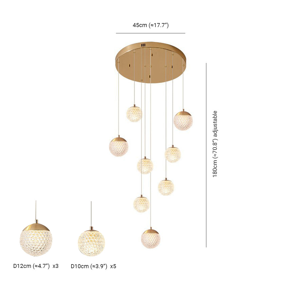 Jibril Treppenkronleuchter, 1/3/5/6/8/9/10/12/15/18/21/24-flammig - Lumpaz