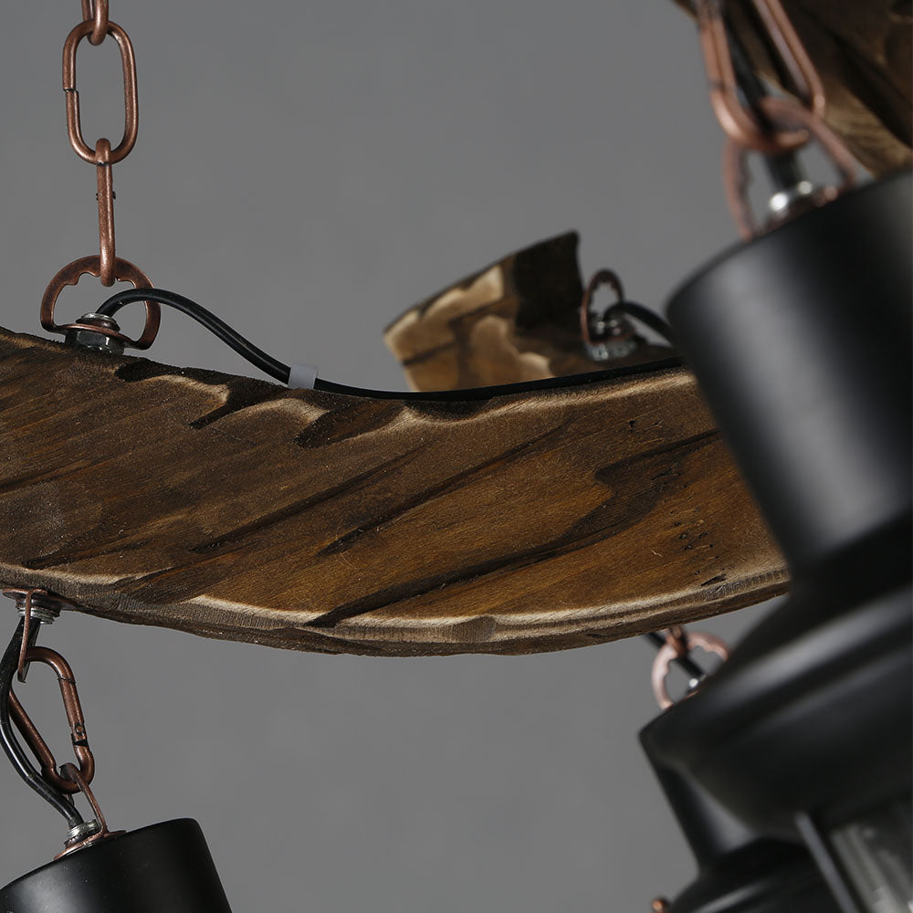 Austin Kronleuchter, Metall & Holz, 6-flammig - Lumpaz