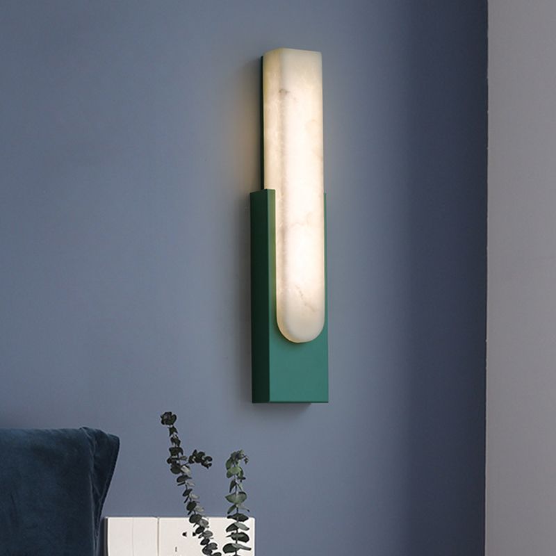 Chan Rechteckige Wandleuchte, Dolomit & Metall, 50CM Lang - Lumpaz