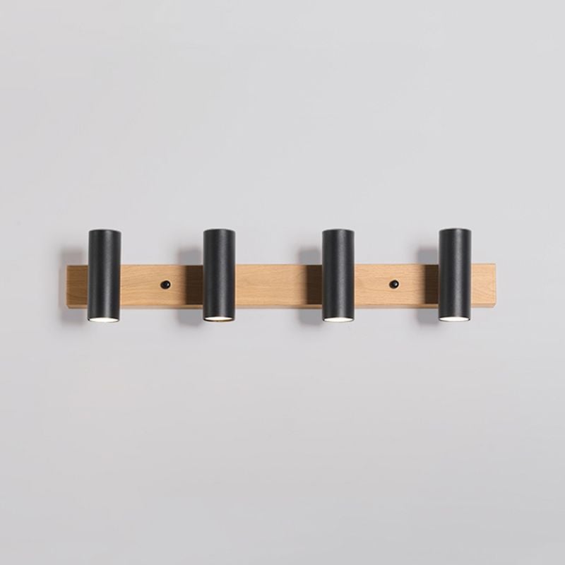 Freja Zylinder Schwarz-Weiß Spiegelfront Eitelkeit Wandleuchte, 3/4-flammig, 56/75CM Lang - Lumpaz